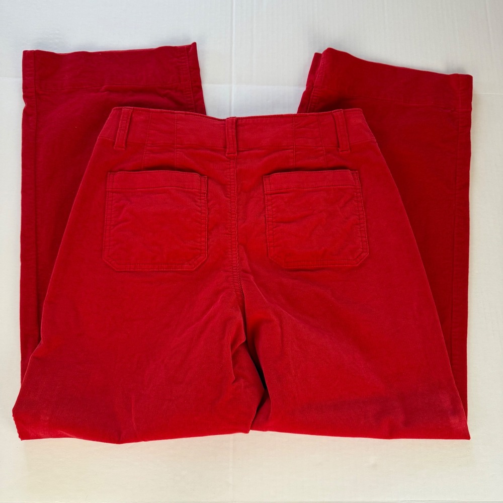 Talbots Red Corduroy Wide Leg Patch Pocket Pants High Rise Size 4 High Waist - Picture 10 of 11